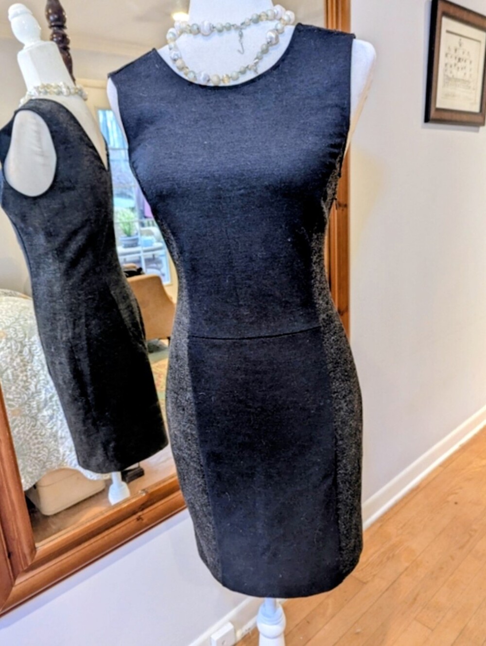 NWOT Theory Black and Navy Color block Mini Dress